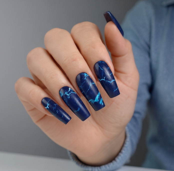 blue marble nails