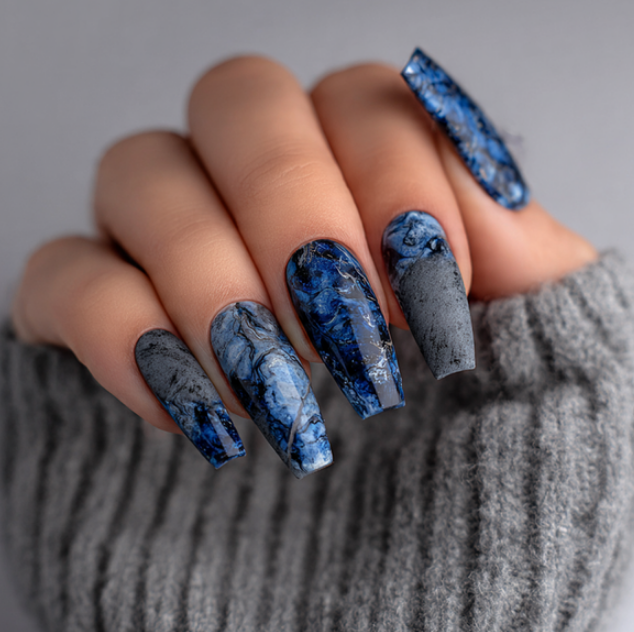 blue marble nails