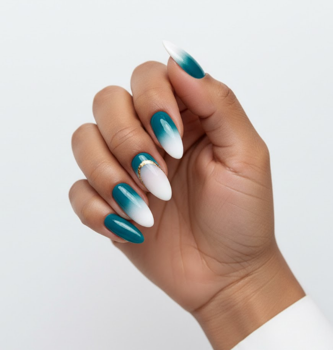 teal ombre nails