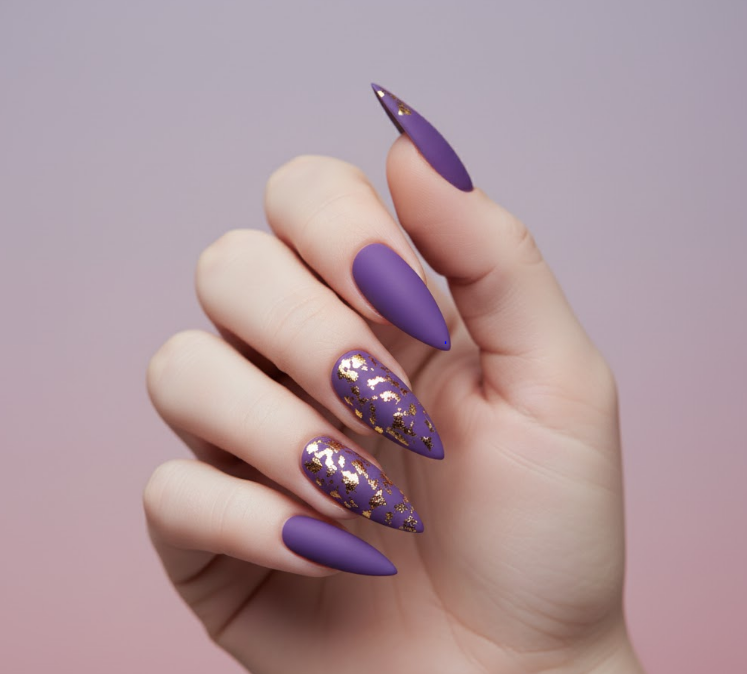 matte purple nails