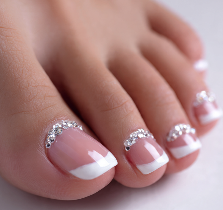 french tip toe nails