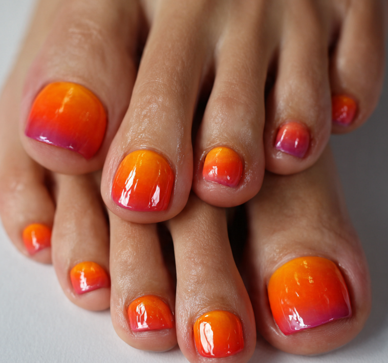 ombre toe nails