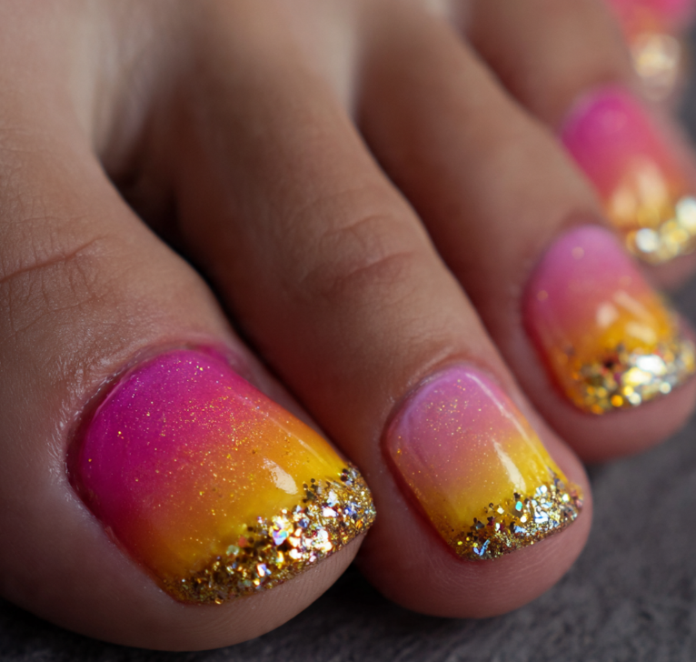 ombre toe nails