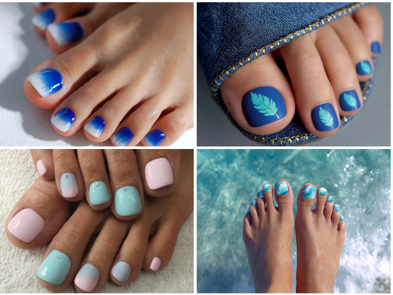 blue toe nail designs