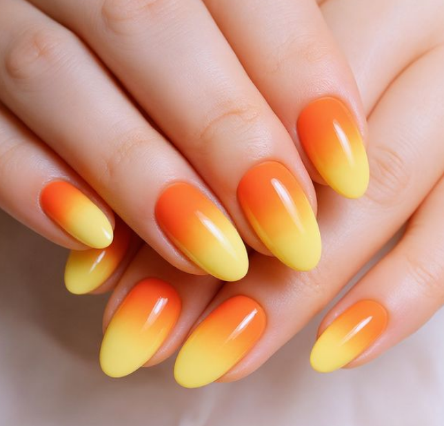 yellow ombre nails