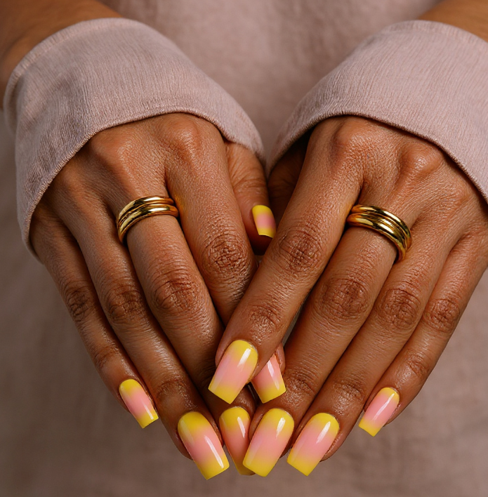 yellow ombre nails