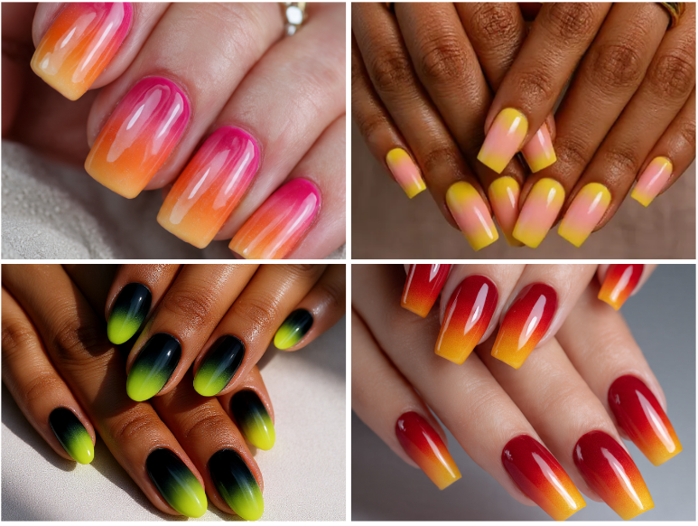 yellow ombre nails