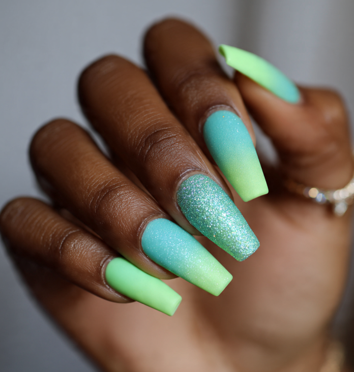 green ombre nails