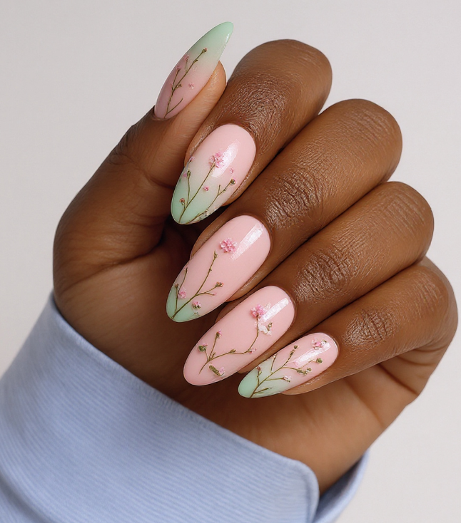 green ombre nails