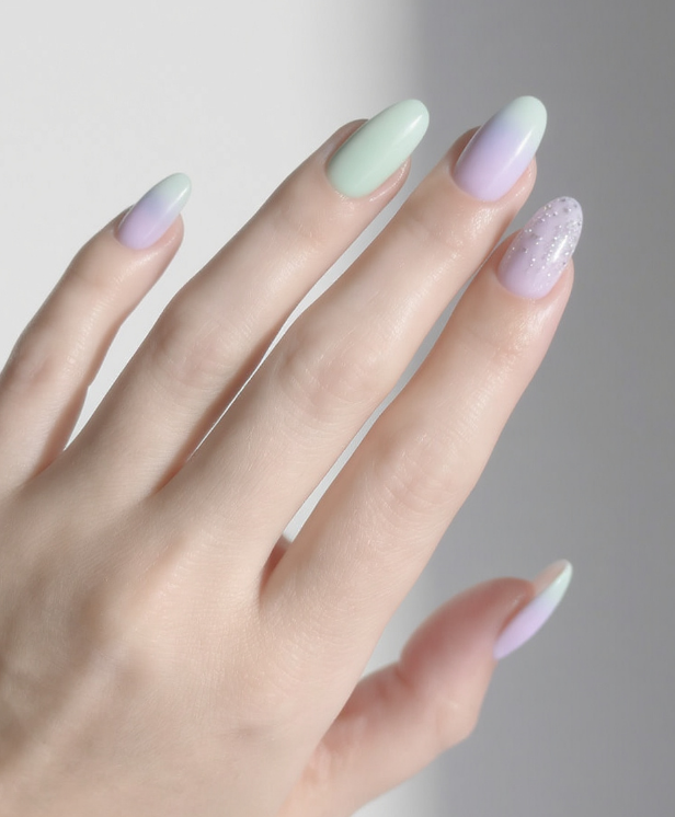 green ombre nails