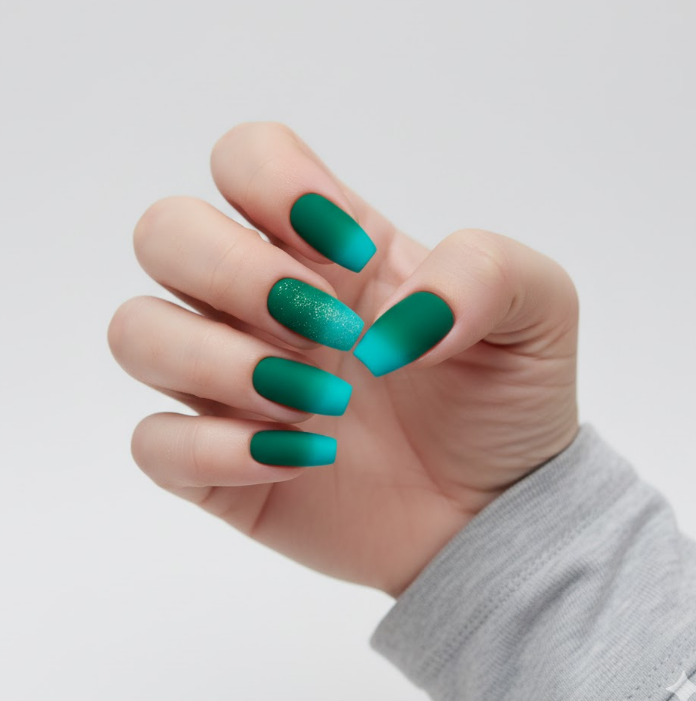 green ombre nails