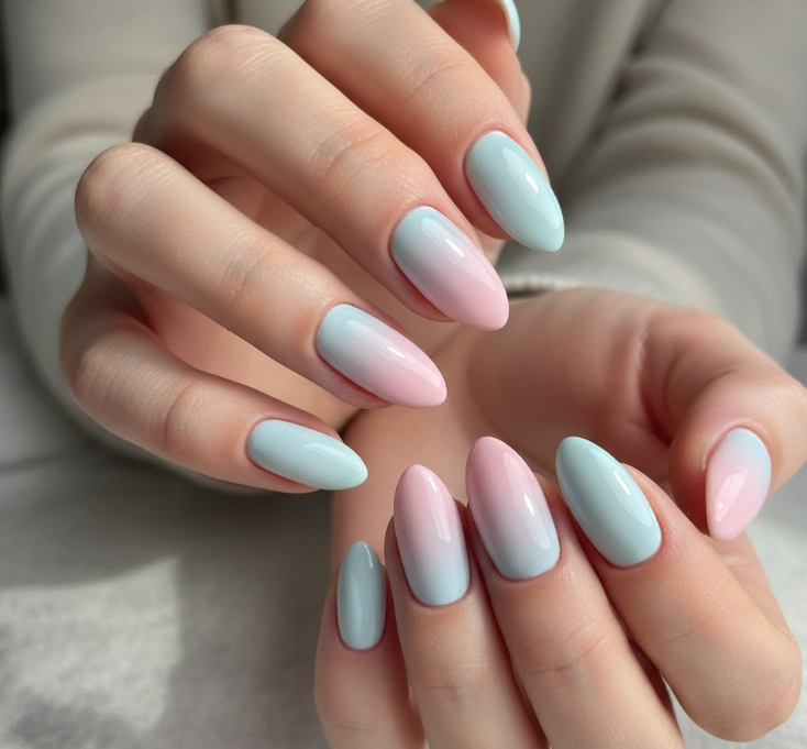 blue ombre nails