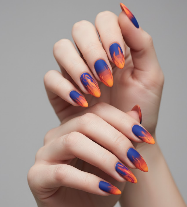 blue ombre nails