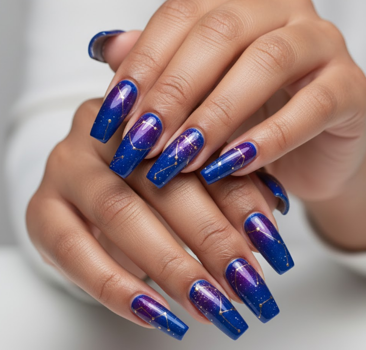 blue ombre nails