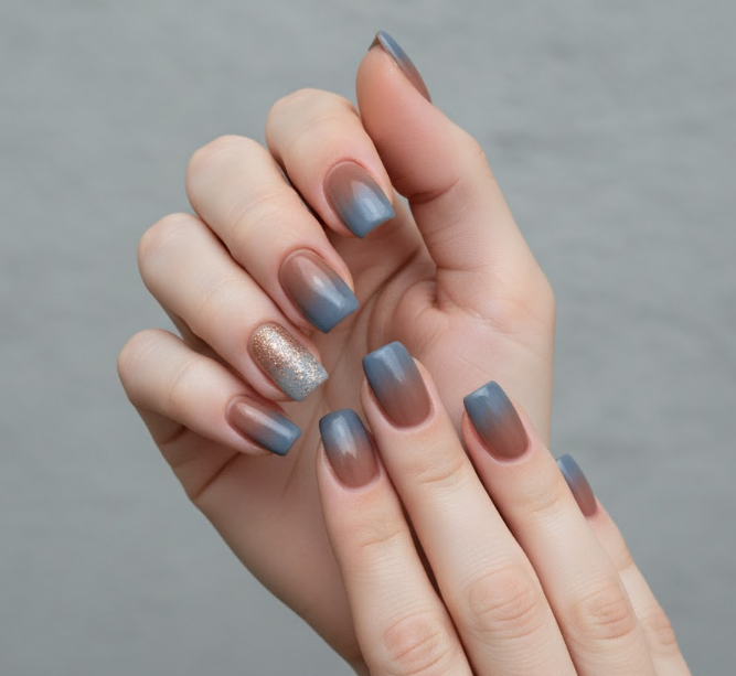 blue ombre nails