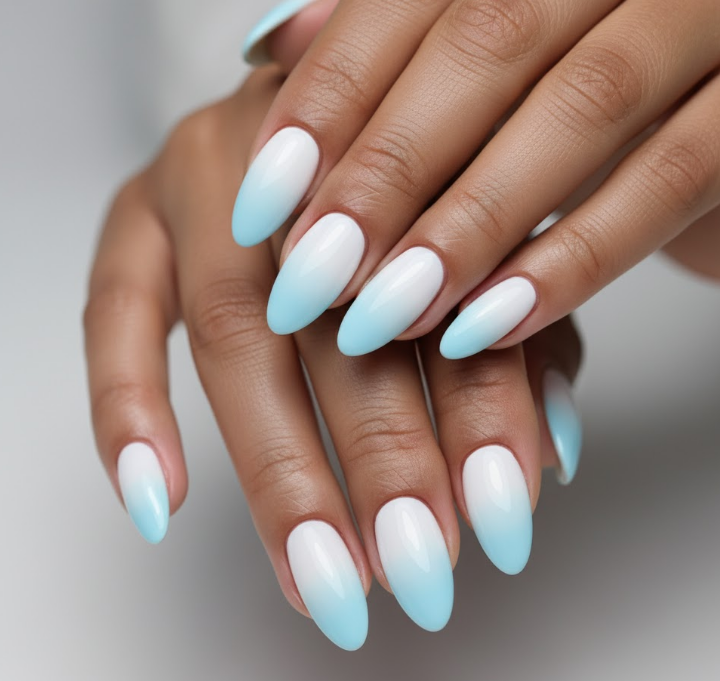blue ombre nails