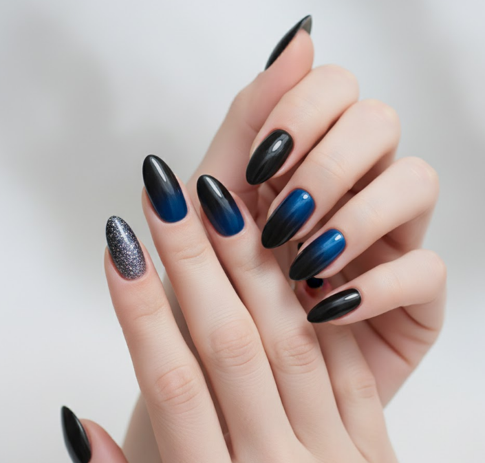 blue ombre nails
