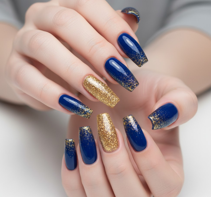blue ombre nails