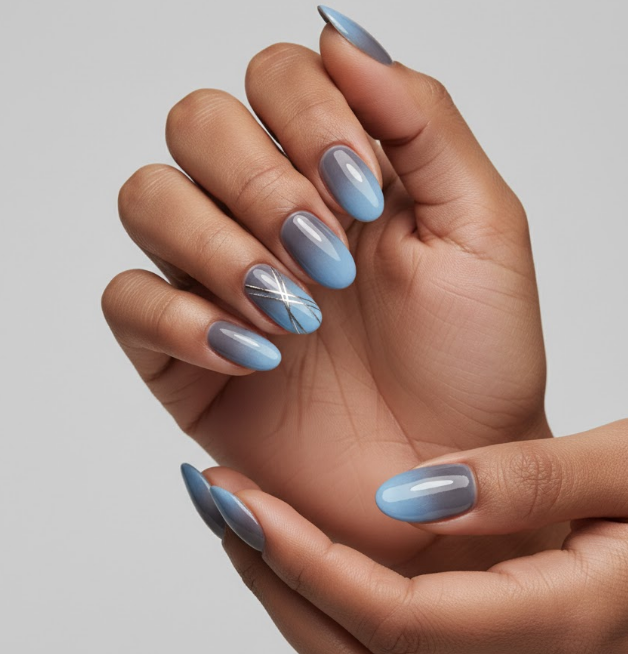 blue ombre nails
