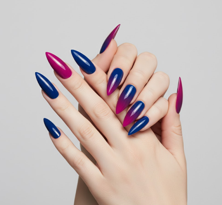 blue ombre nails