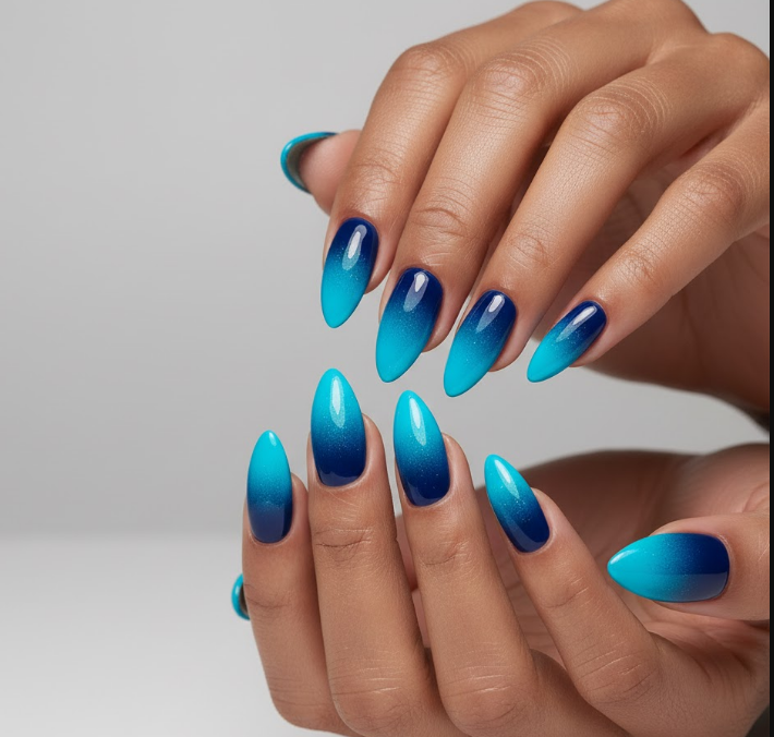 blue ombre nails