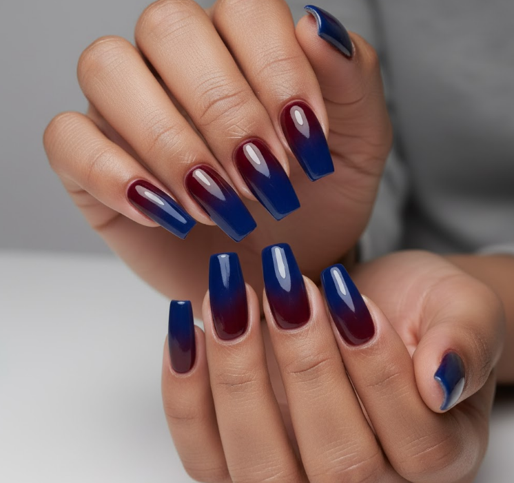 blue ombre nails