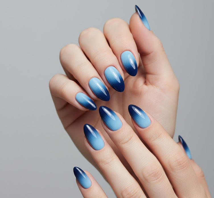 blue ombre nails