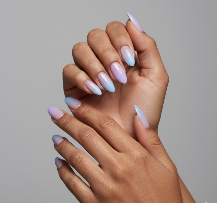 blue ombre nails