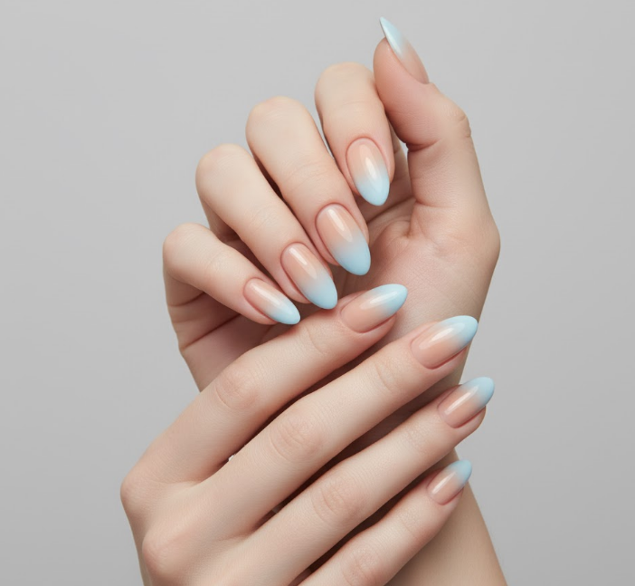 blue ombre nails