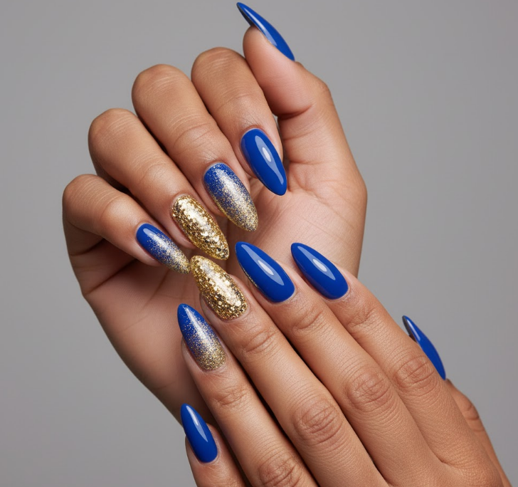 blue ombre nails