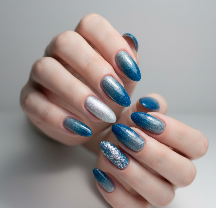 blue ombre nails