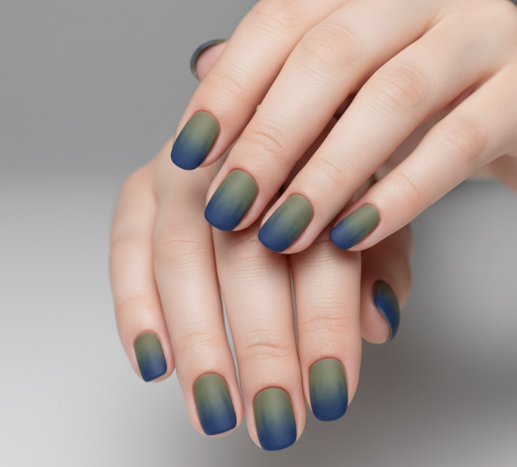blue ombre nails