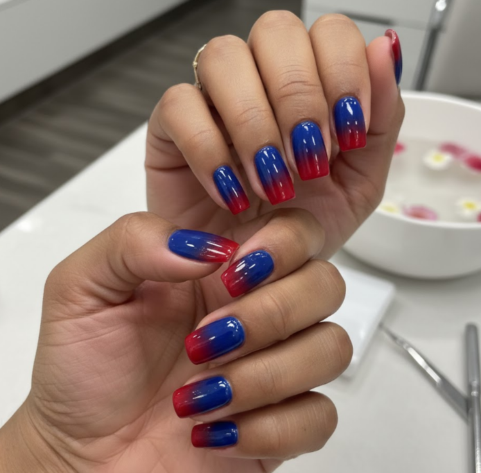blue ombre nails