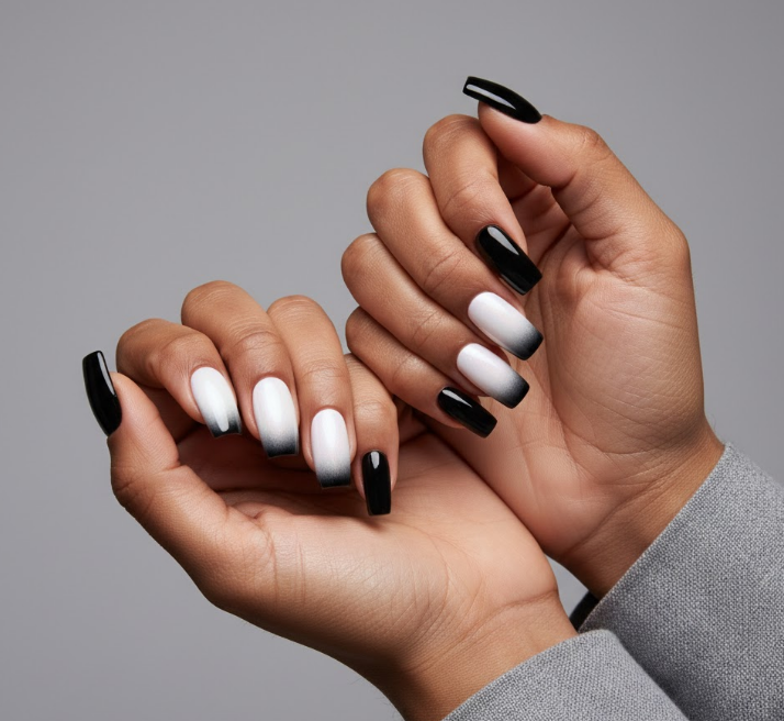 white ombre nails