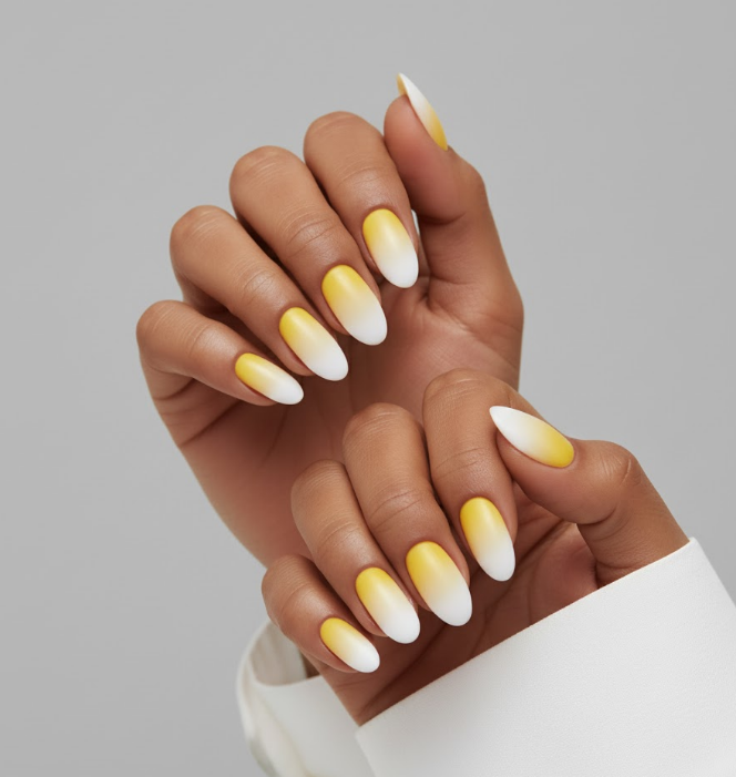 white ombre nails