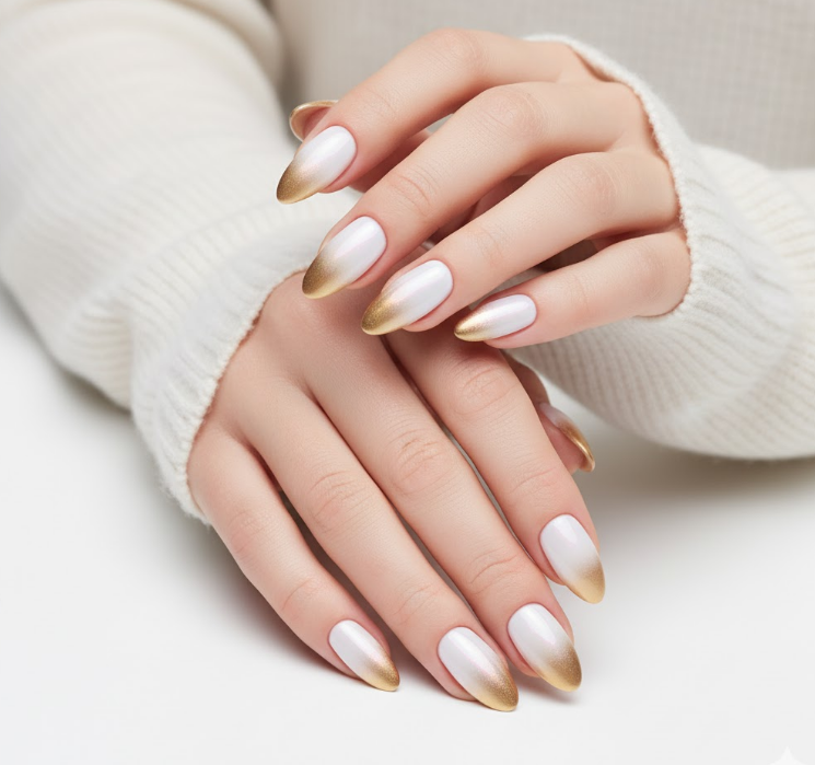 white ombre nails