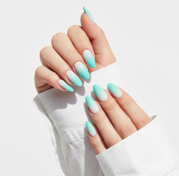 white ombre nails