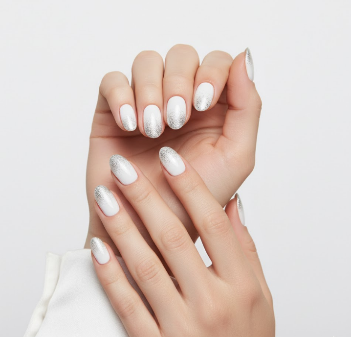 white ombre nails