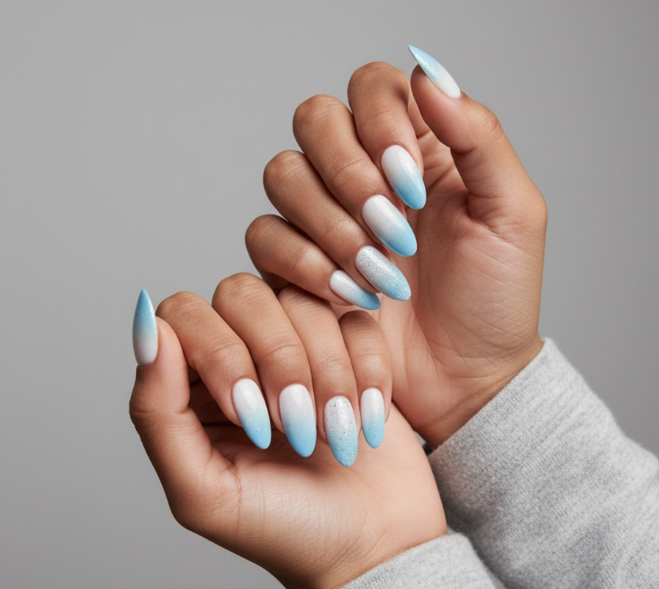 white ombre nails