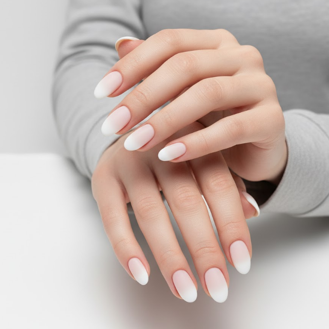 white ombre nails