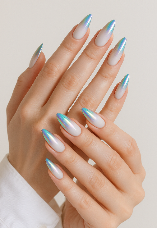 white ombre nails
