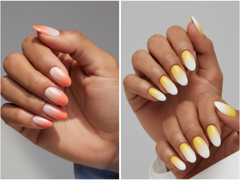 ombre and pink & white nails