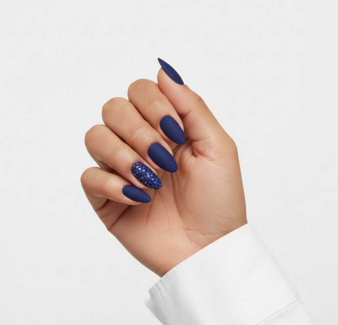 matte navy blue nails