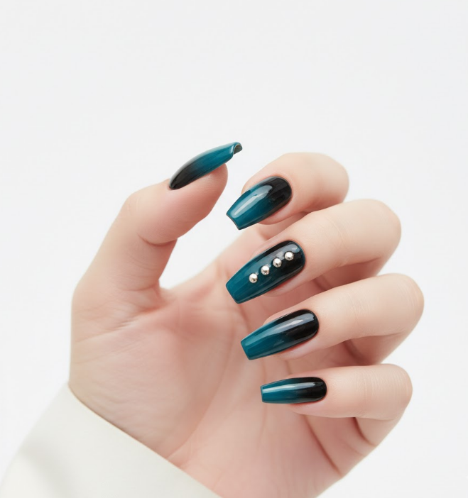 teal ombre nails