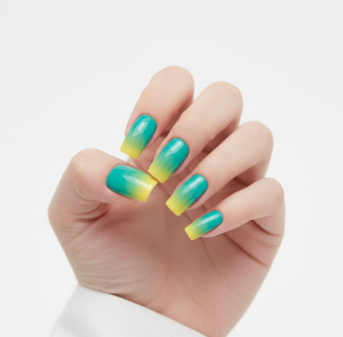 teal ombre nails