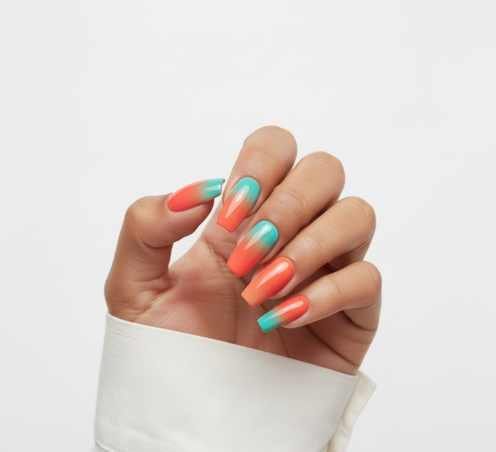 teal ombre nails