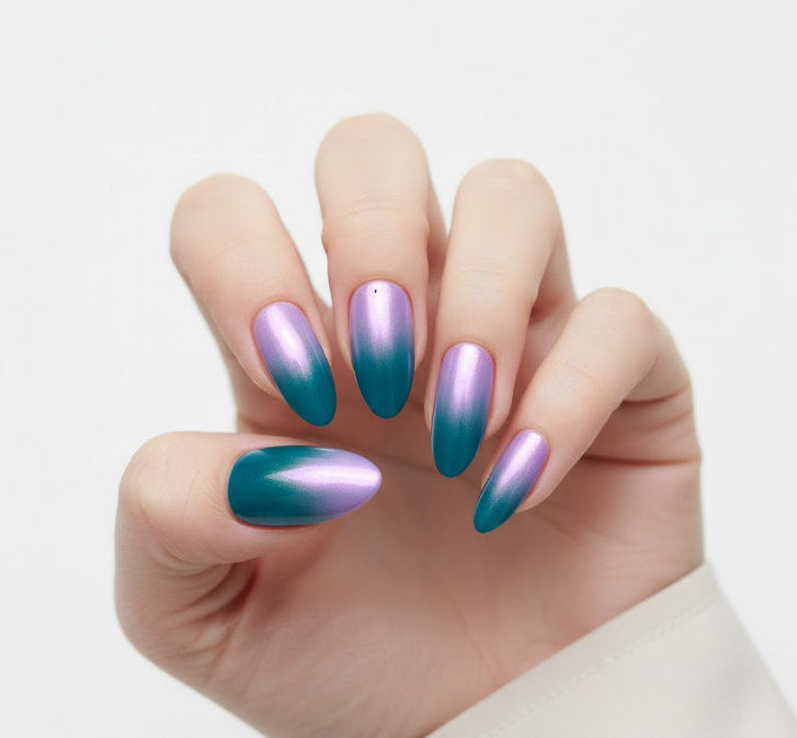 teal ombre nails