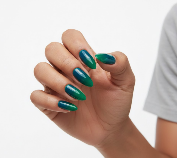 teal ombre nails