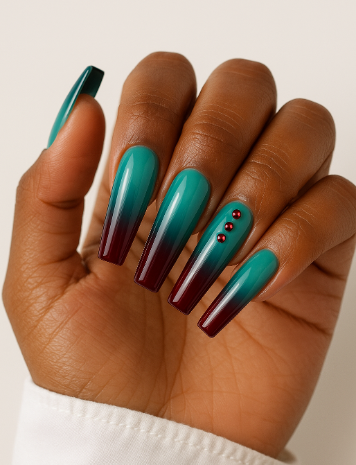 teal ombre nails