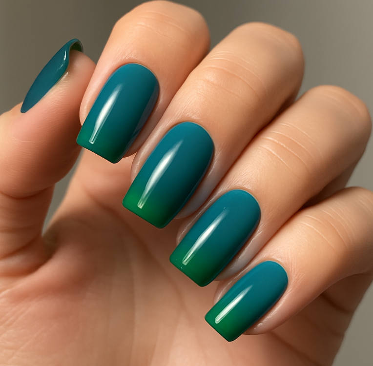 teal ombre nails